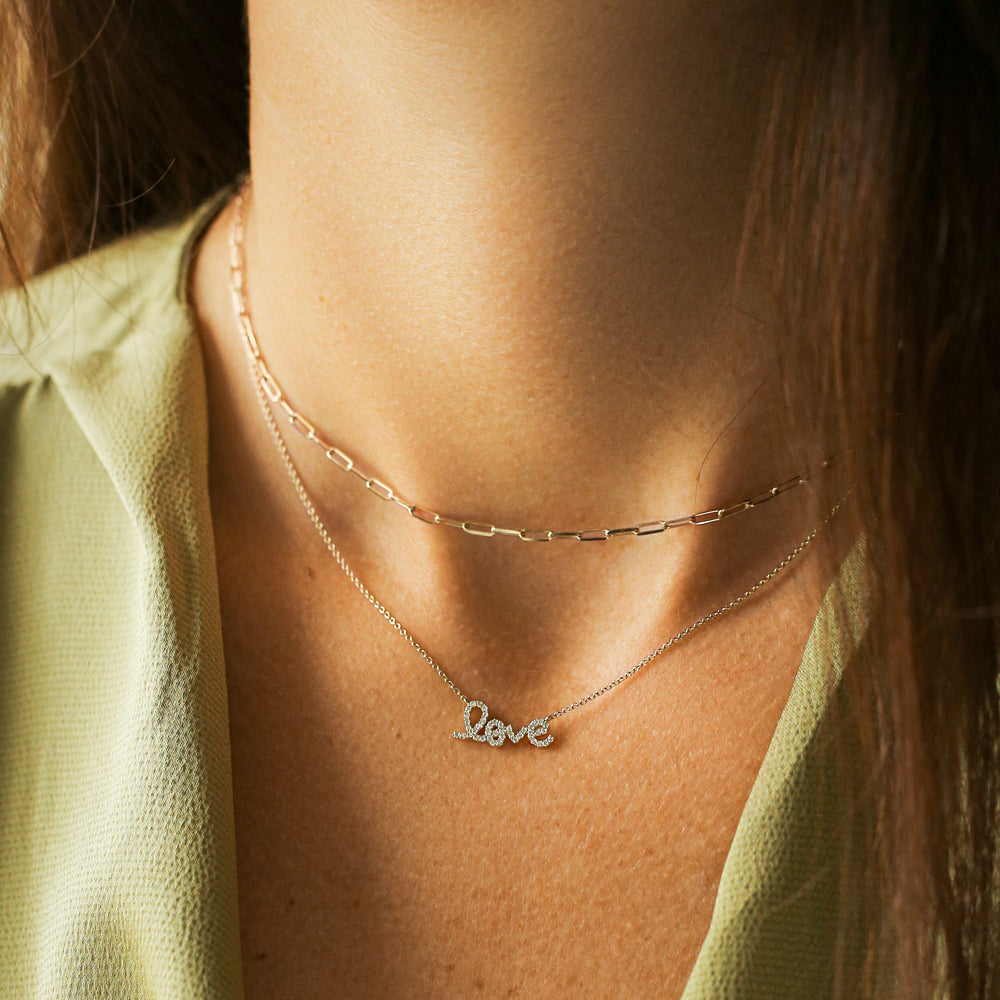 14k Gold Diamond Love Necklace