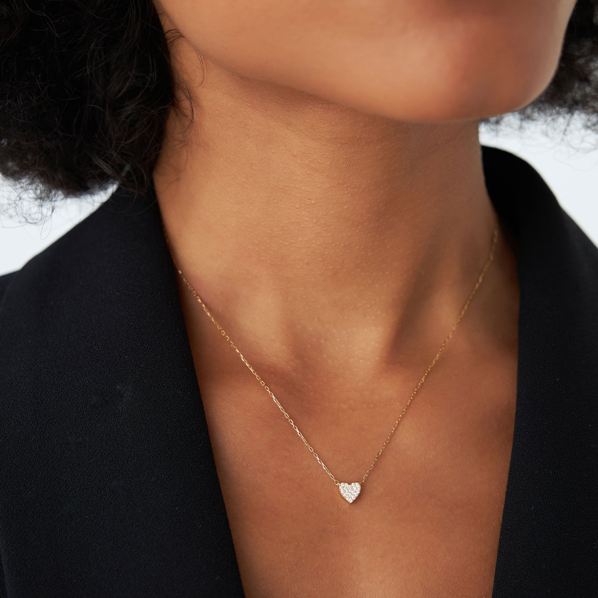 14k Gold Mini Heart Diamond Necklace