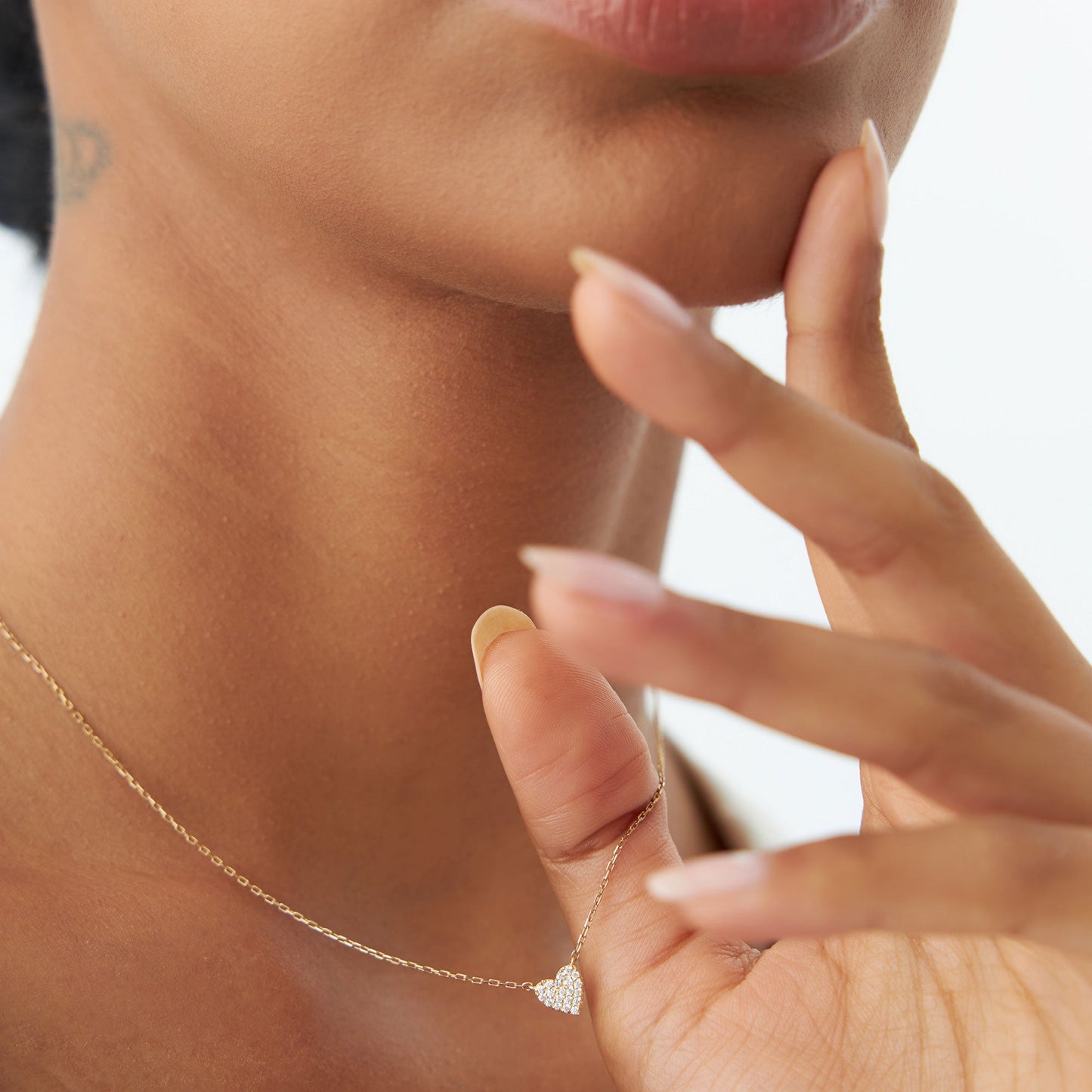 14k Gold Mini Heart Diamond Necklace