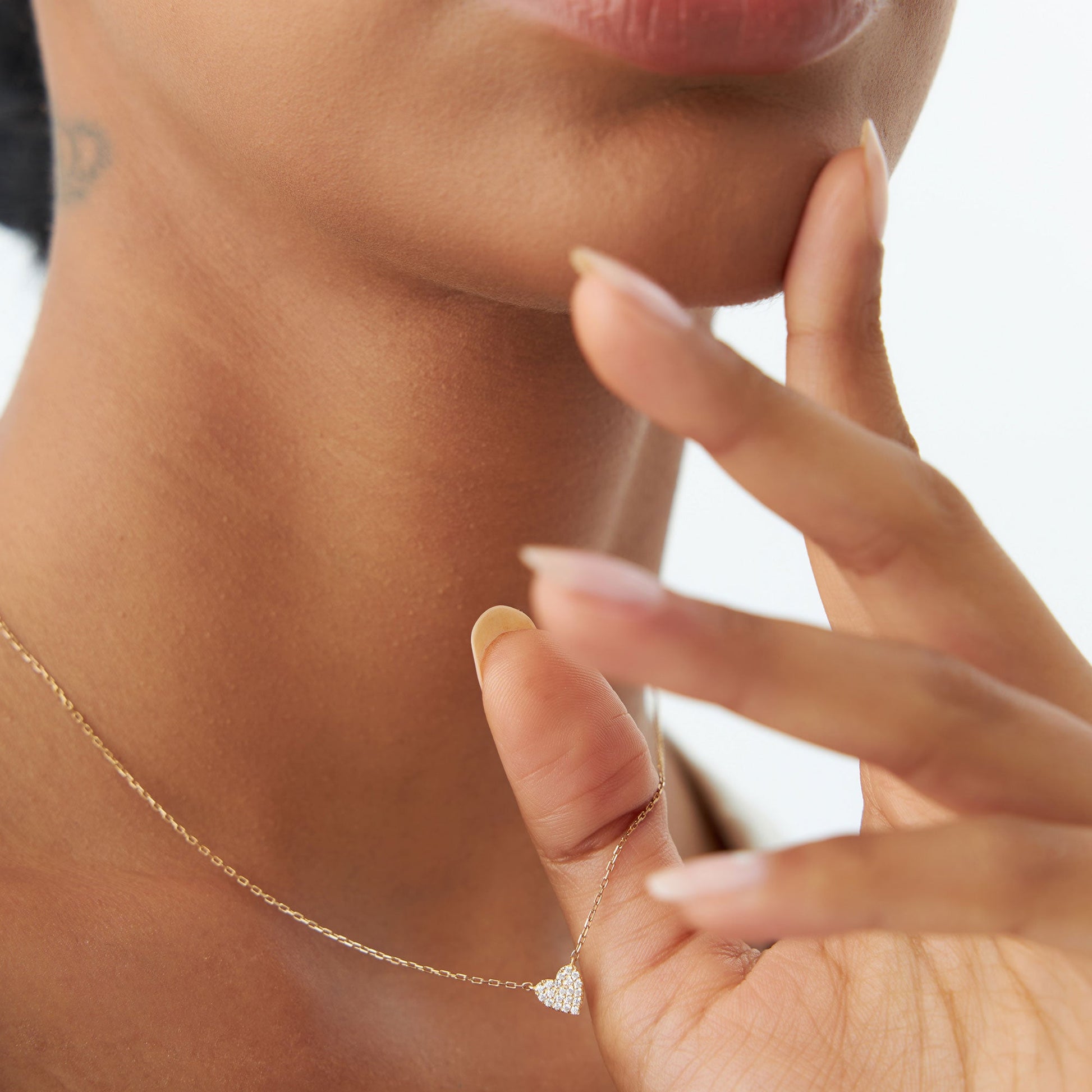 14k Gold Mini Heart Diamond Necklace