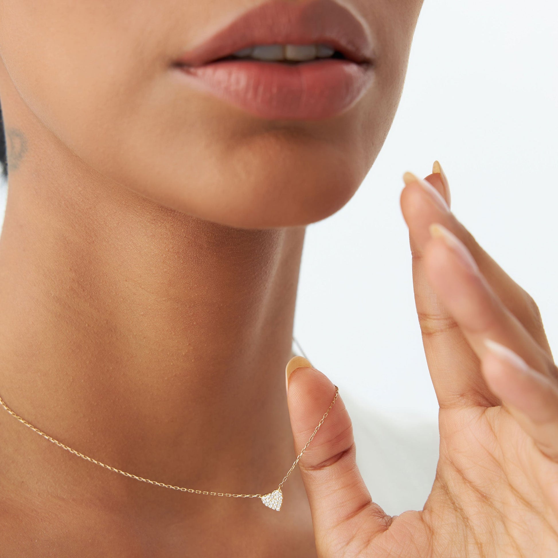 14k Gold Mini Heart Diamond Necklace