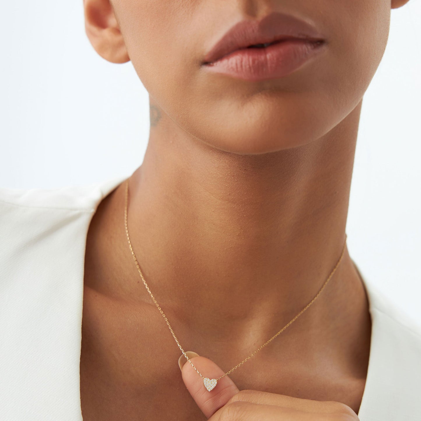 14k Gold Mini Heart Diamond Necklace
