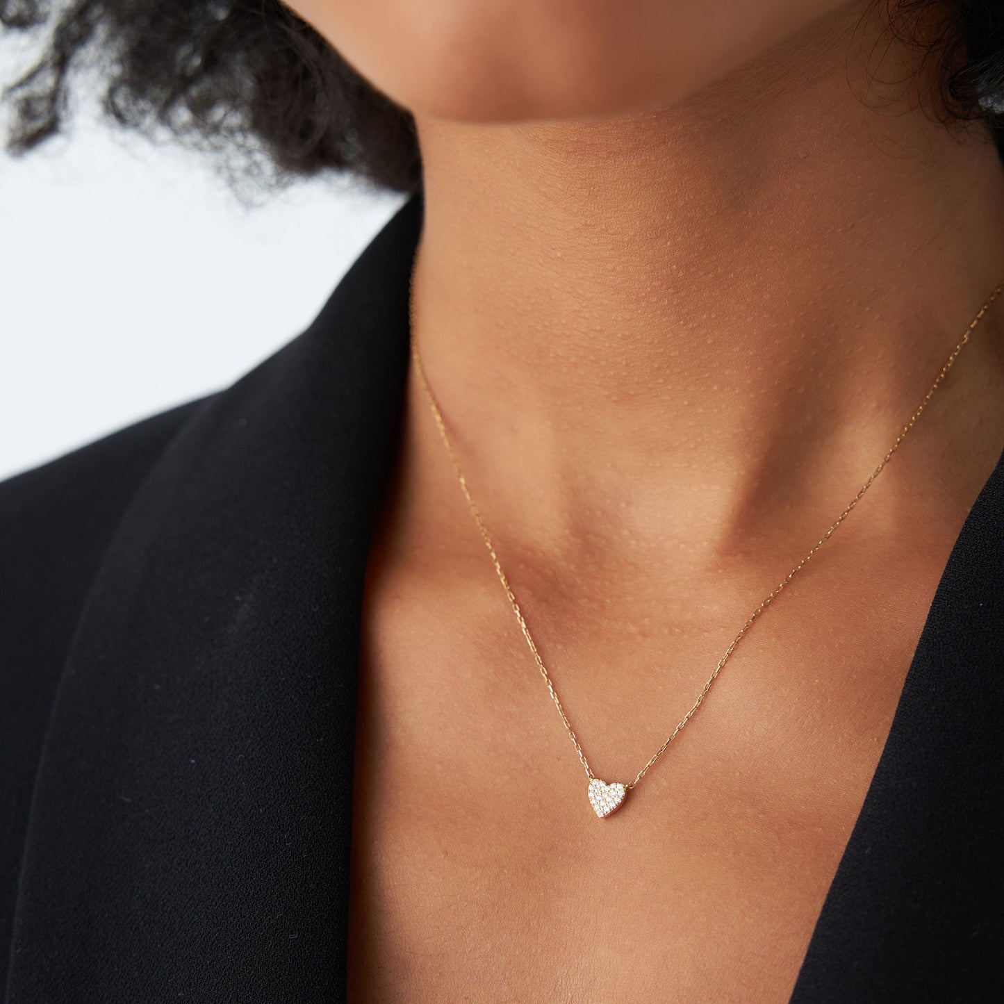 14k Gold Mini Heart Diamond Necklace