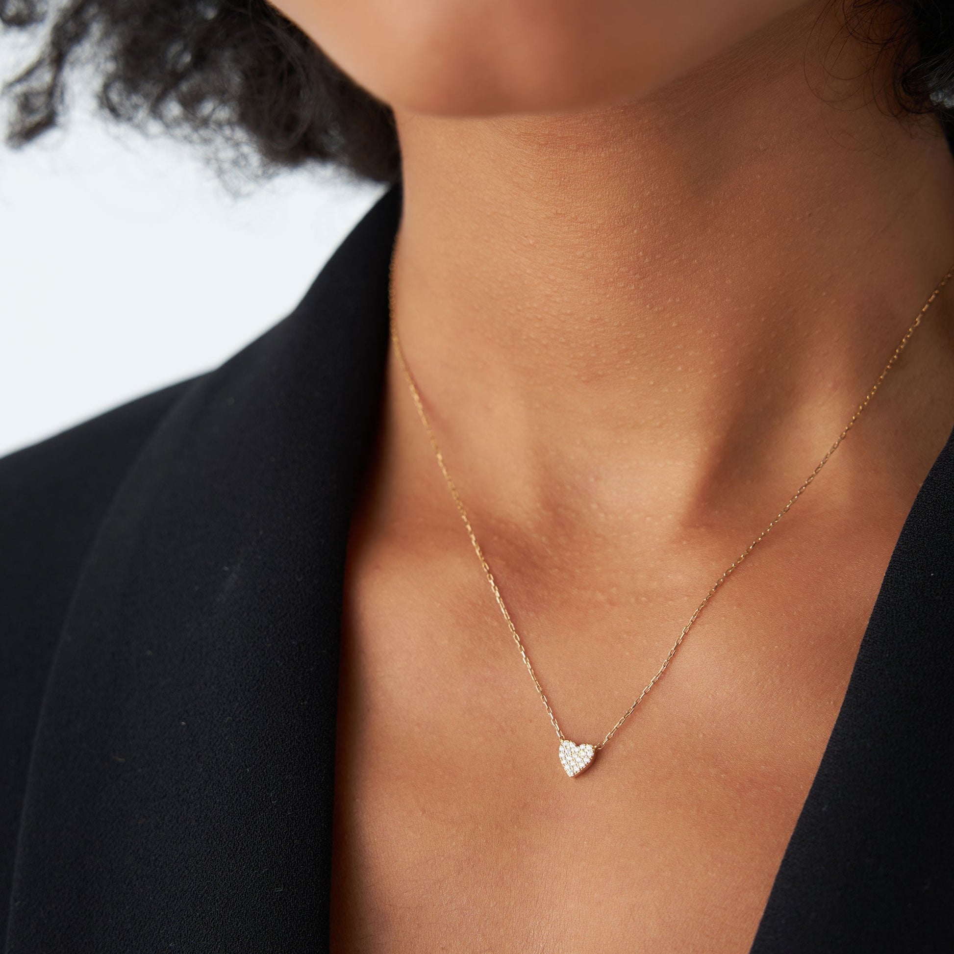 14k Gold Mini Heart Diamond Necklace