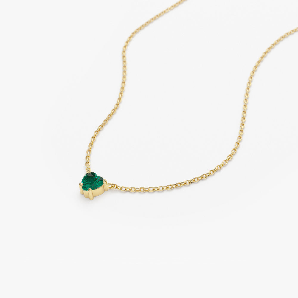 14k Heart-Shape Emerald Necklace