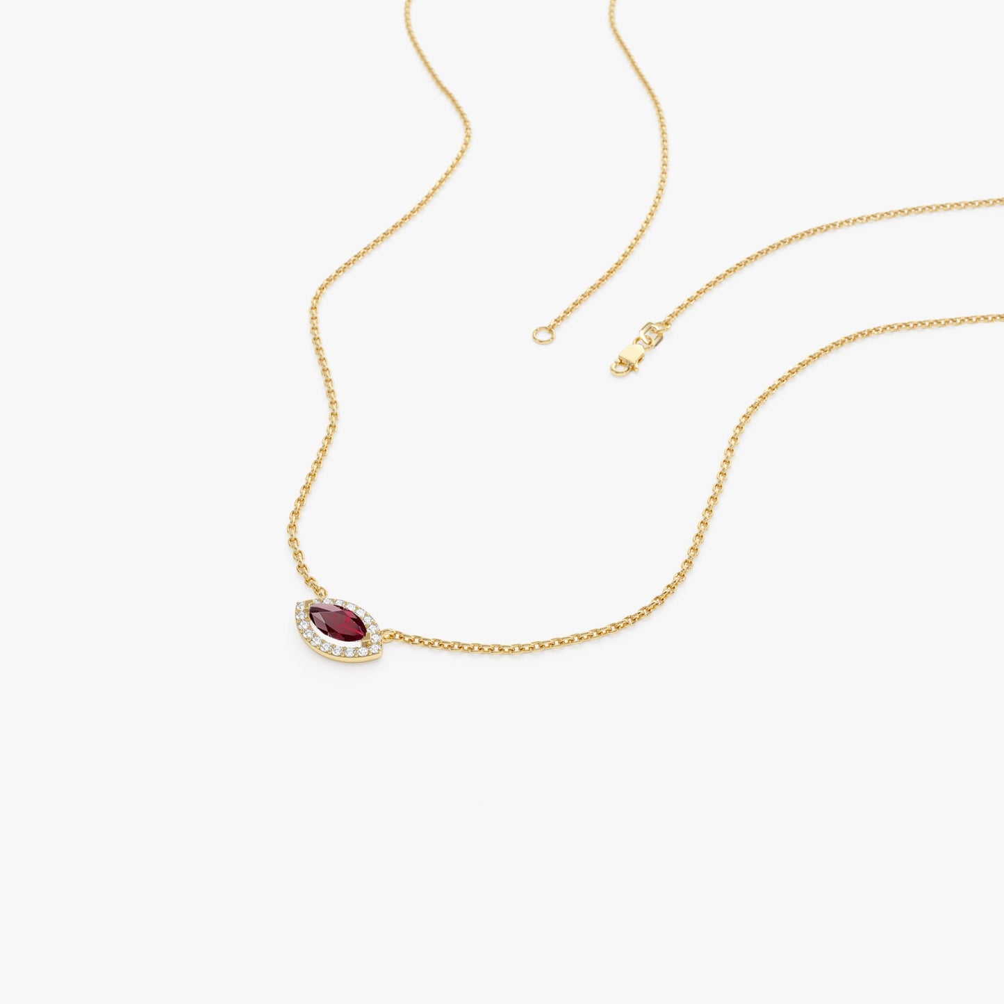 14k Marquise Ruby with Halo Diamond Setting