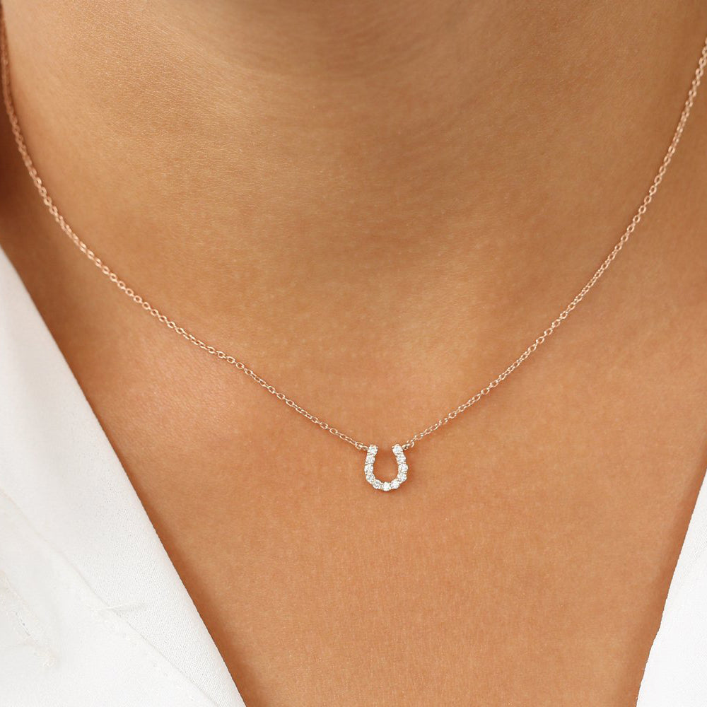 14K Mini Diamond Horseshoe Necklace