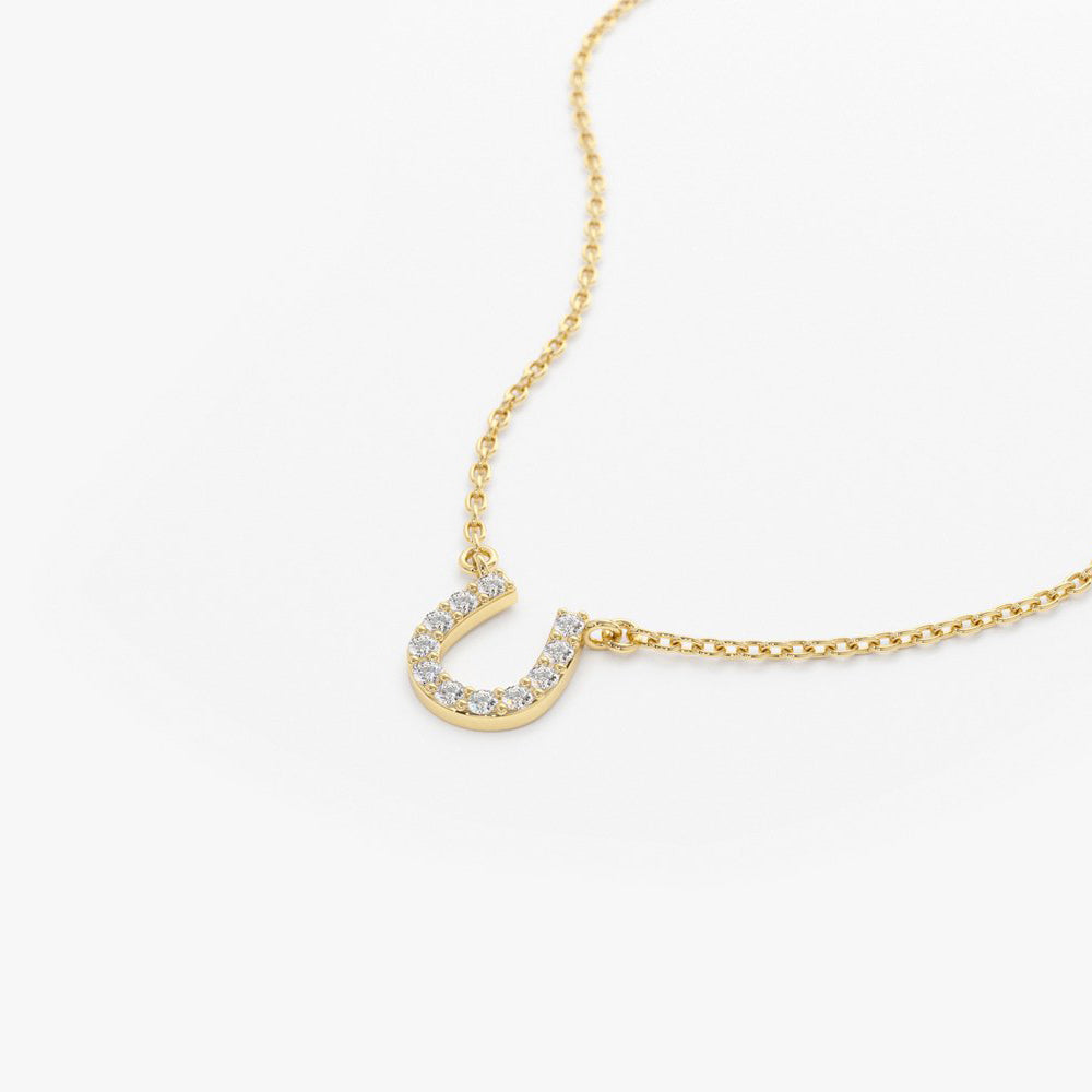 14K Mini Diamond Horseshoe Necklace