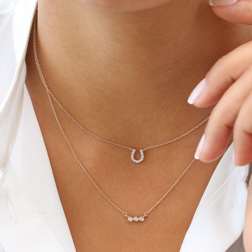 14K Mini Diamond Horseshoe Necklace