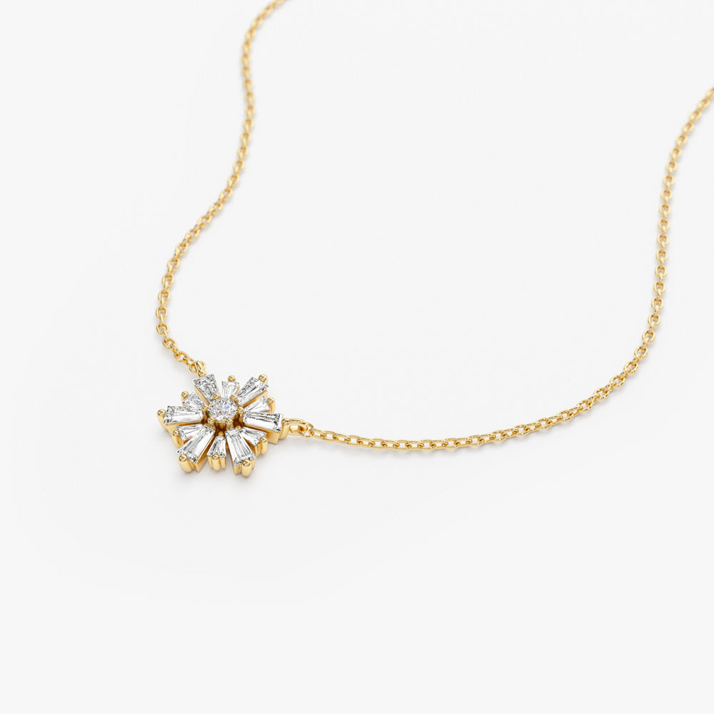 14k Tapered Baguette Diamond Necklace