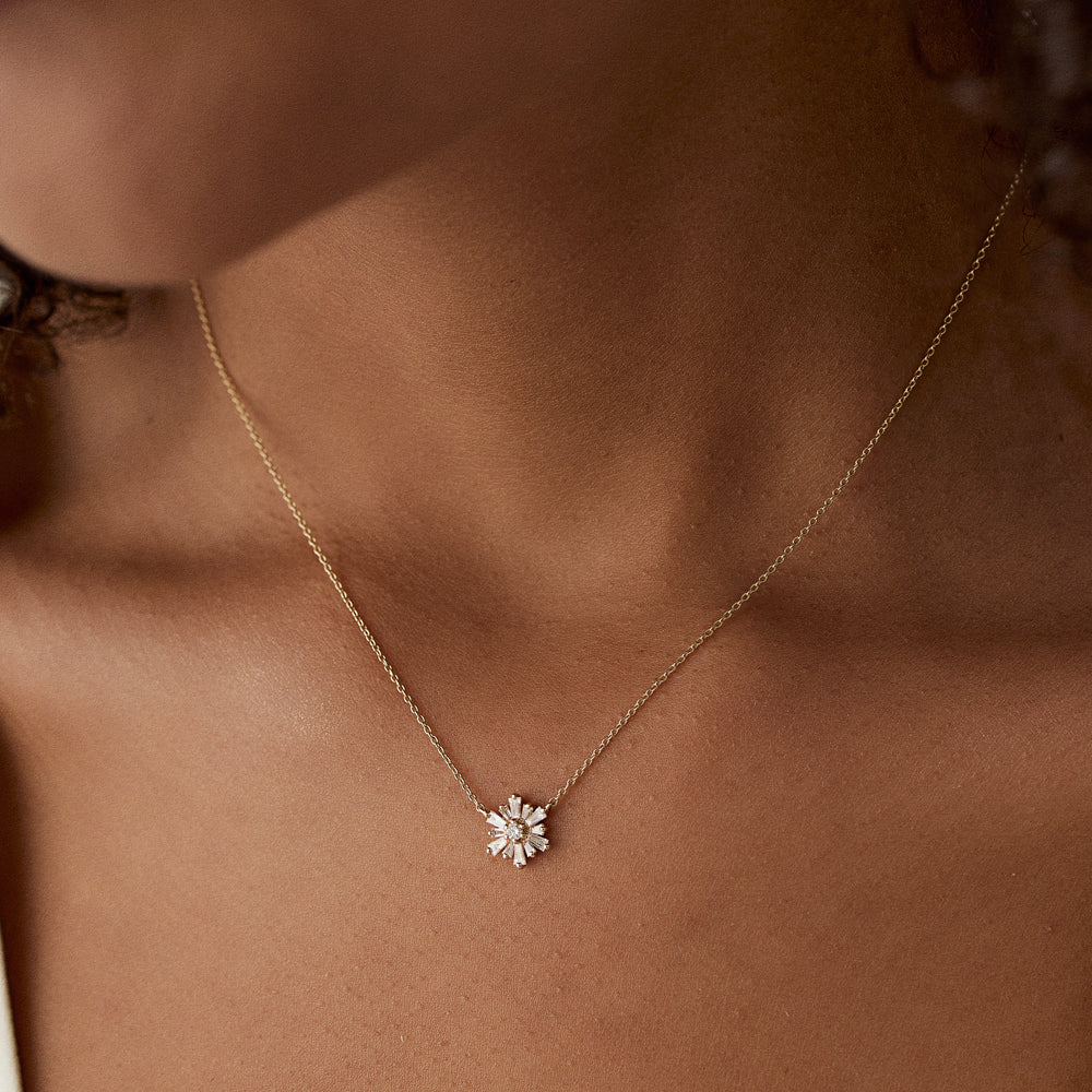 14k Tapered Baguette Diamond Necklace