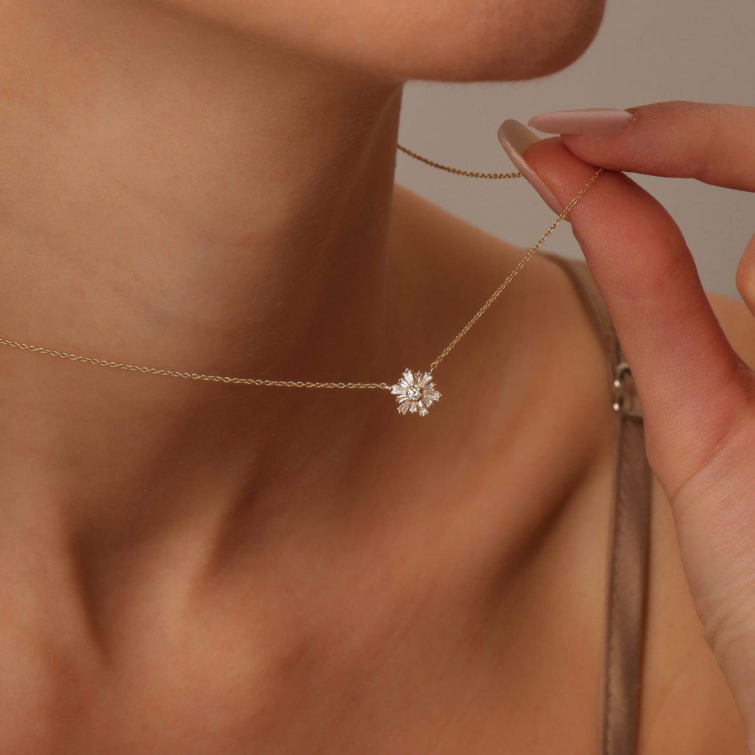 14k Tapered Baguette Diamond Necklace