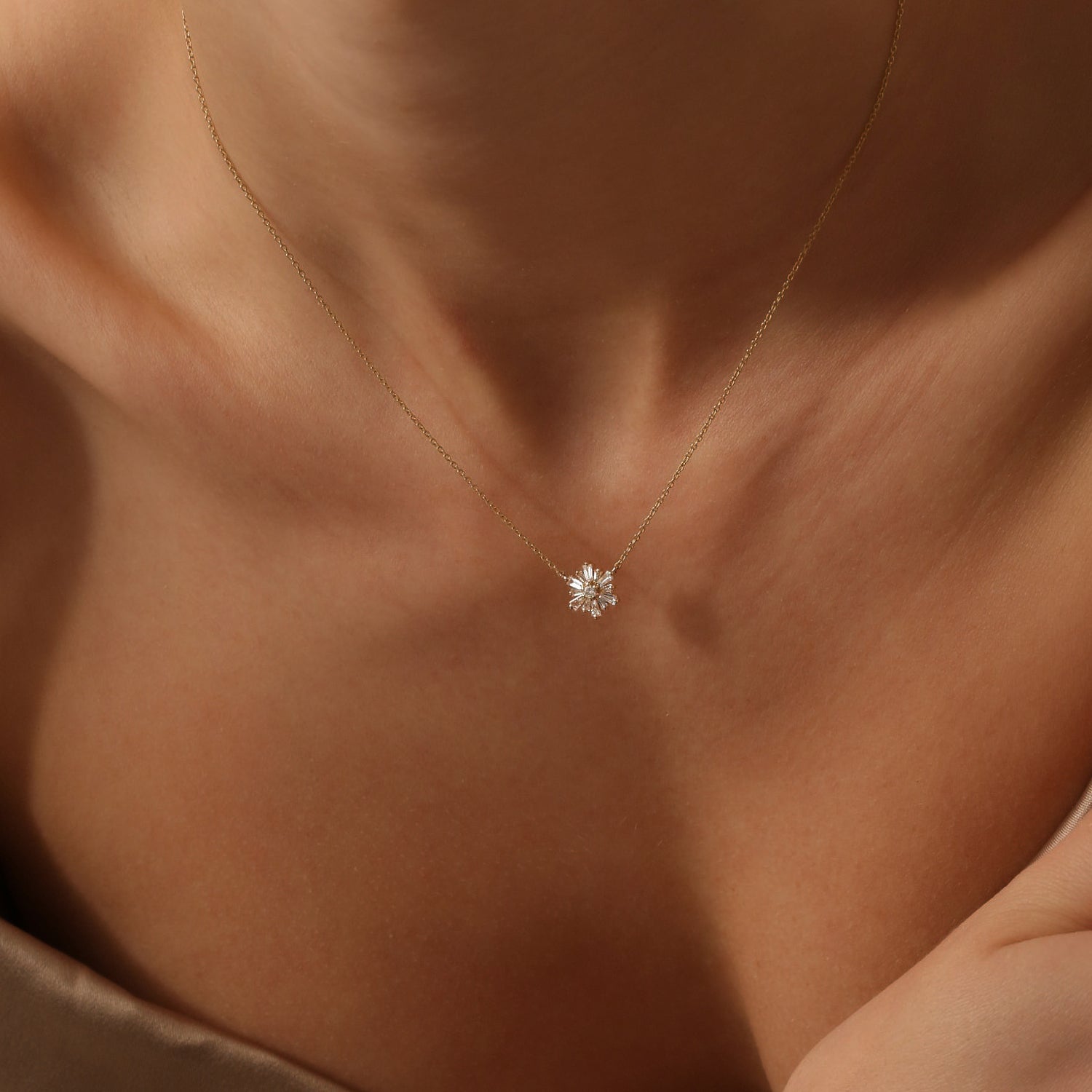 14k Tapered Baguette Diamond Necklace