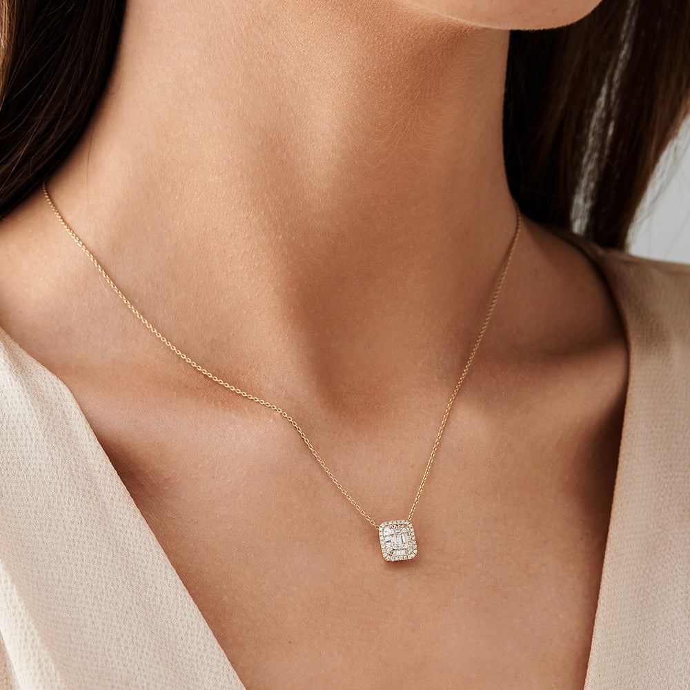 14k Unique Baguette Diamond Statement Necklace