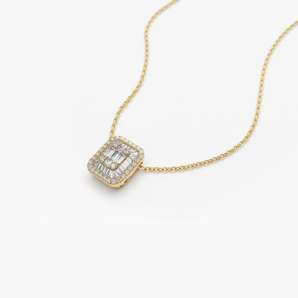 14k Unique Baguette Diamond Statement Necklace