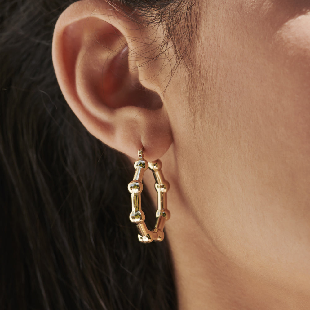 14k Beaded Tube Hoop Earrings - Geum Jewels