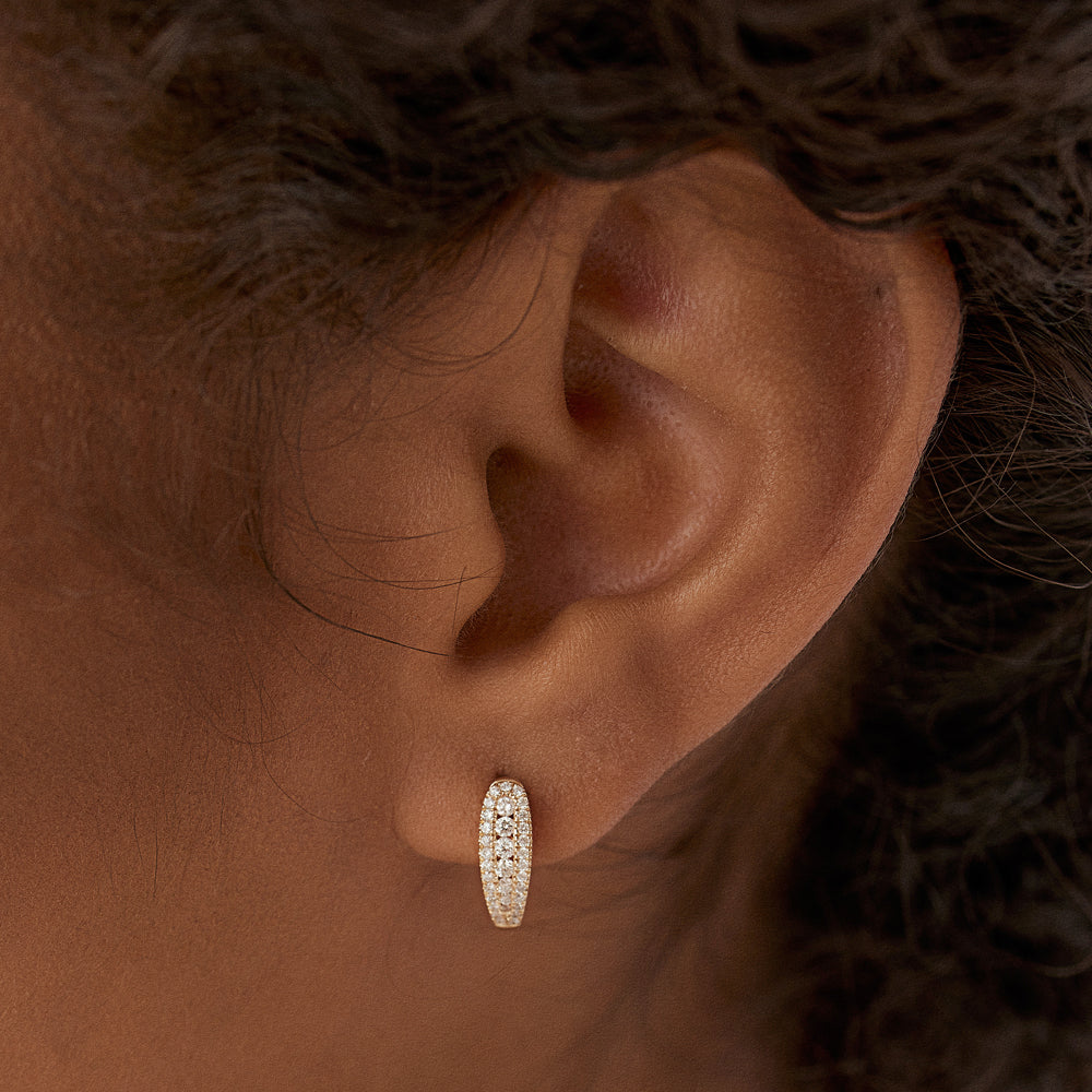 14k Cute Diamond Huggie Earrings - Geum Jewels