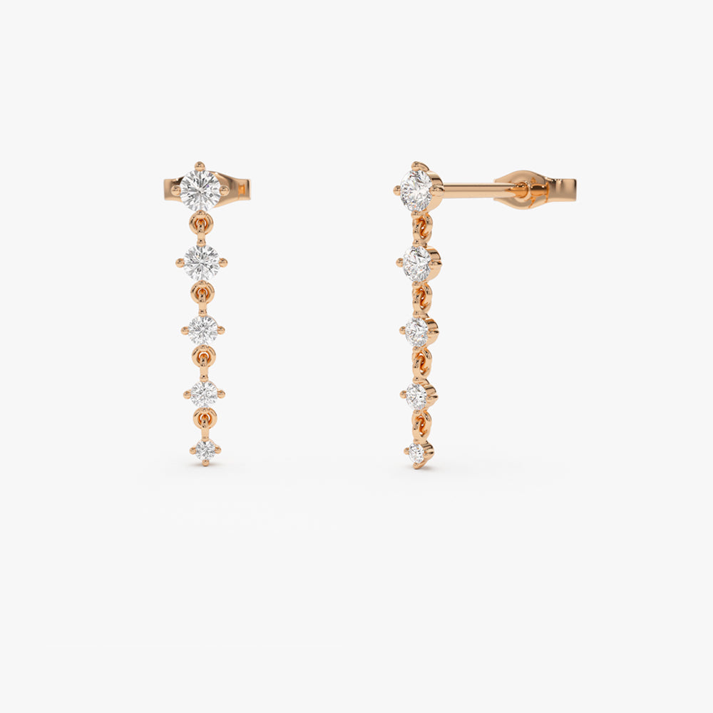 14k Dangling 4 Prong Diamond Drop Earrings - Geum Jewels