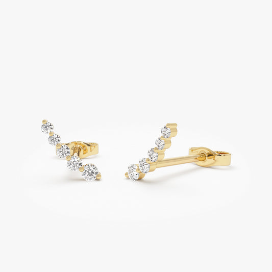 14k Diamond Crawler Studs - Geum Jewels