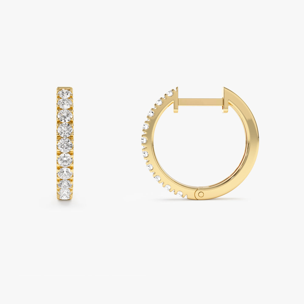 14k Diamond Huggies Earrings 16MM - Geum Jewels