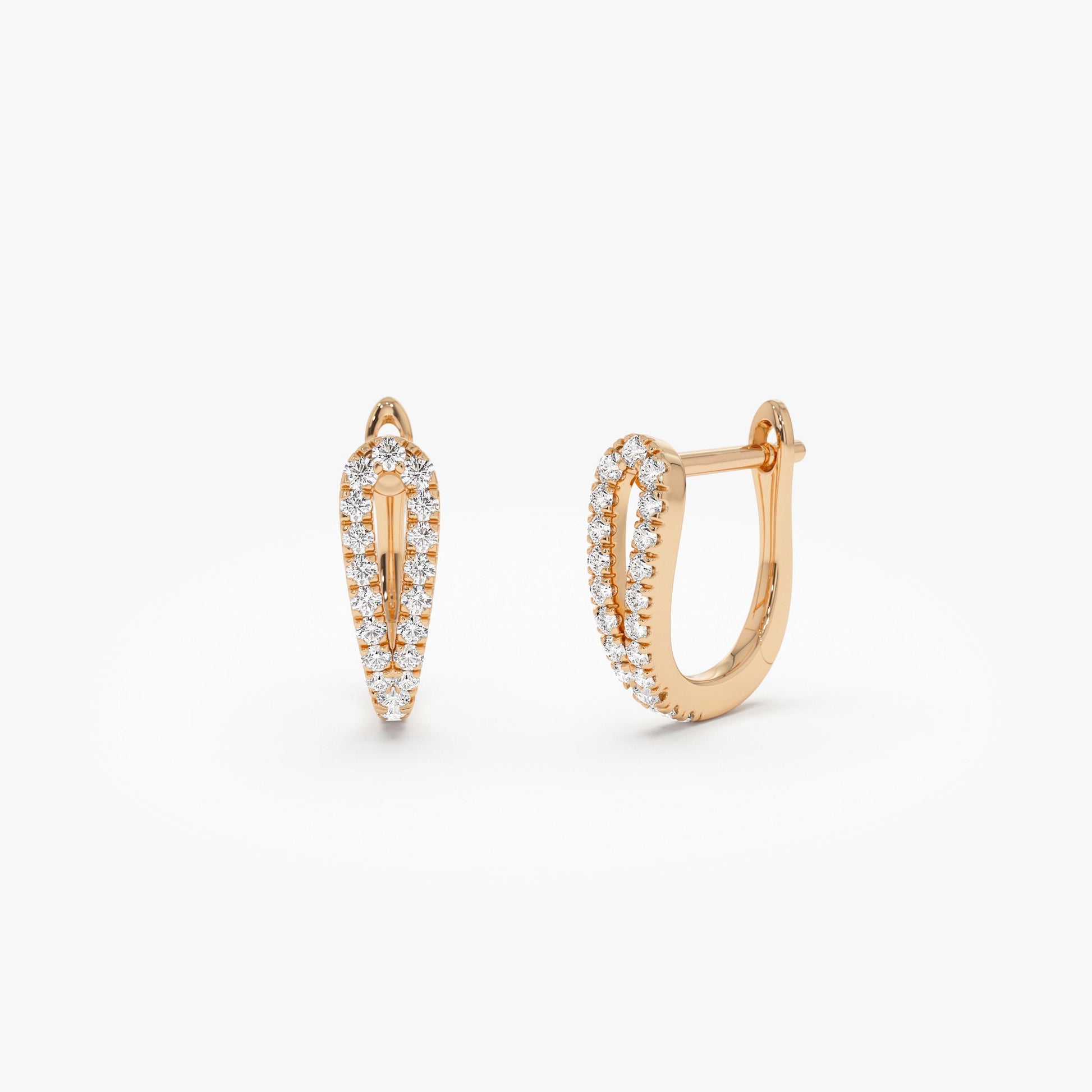 14k Double Mini Diamond Hoop Earrings - Geum Jewels