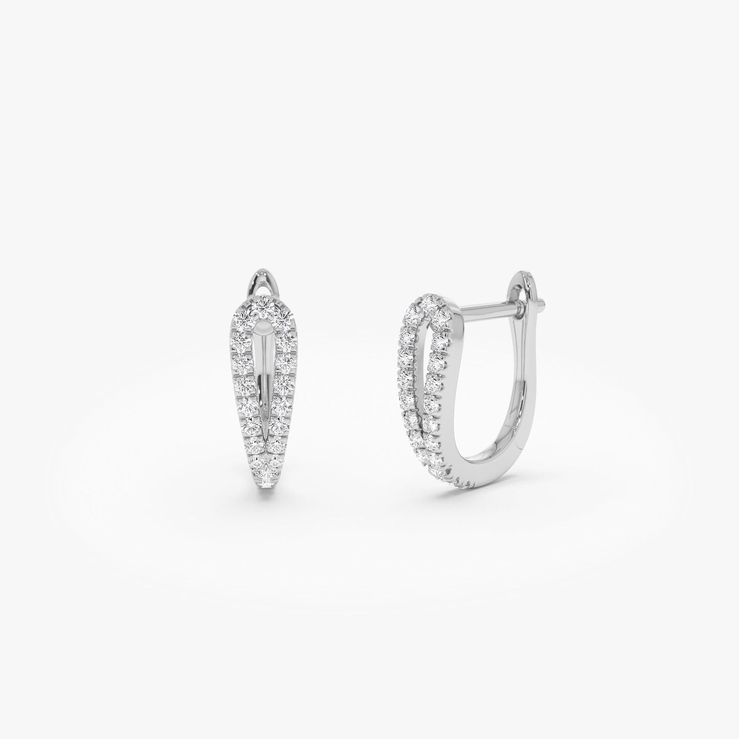 14k Double Mini Diamond Hoop Earrings - Geum Jewels