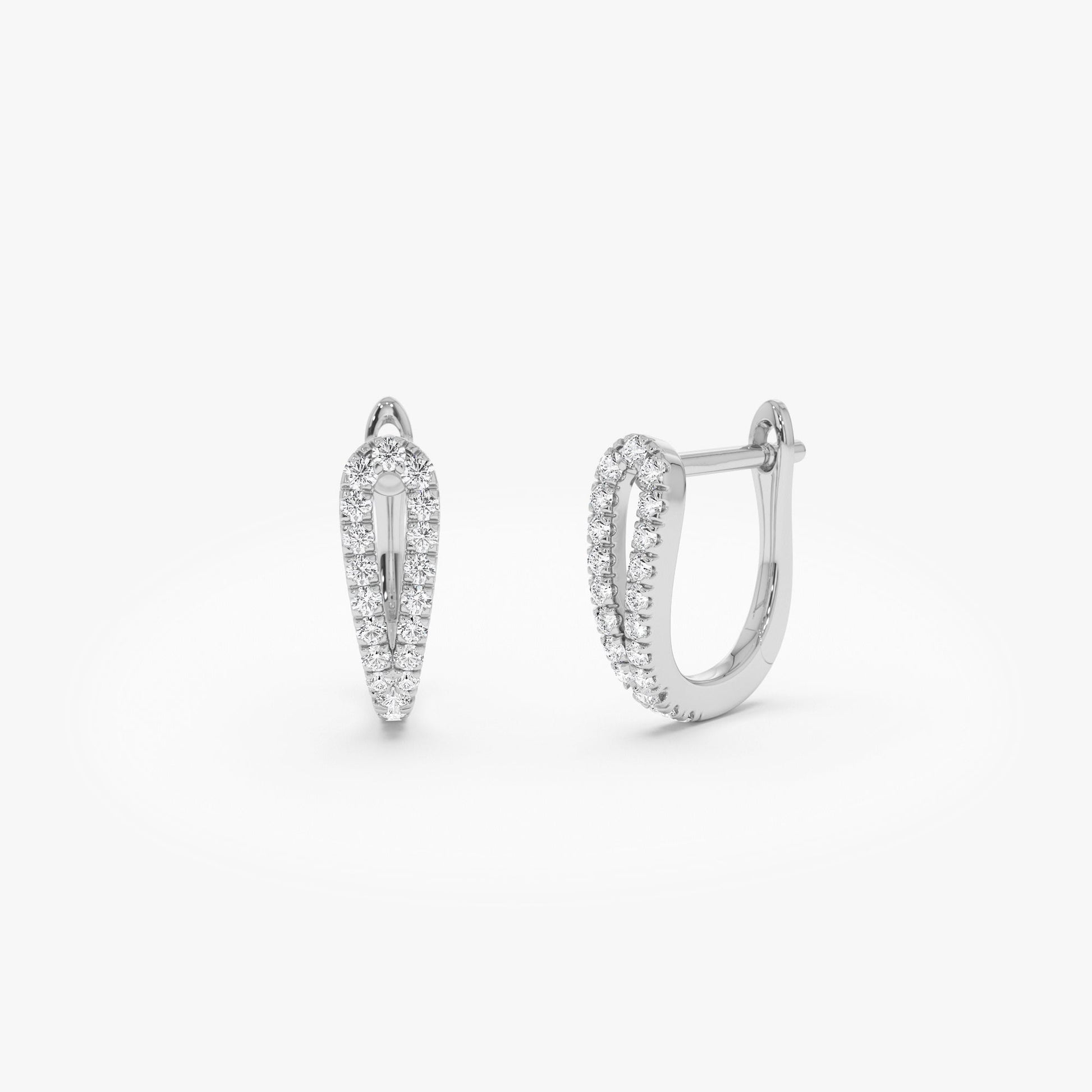 14k Double Mini Diamond Hoop Earrings - Geum Jewels