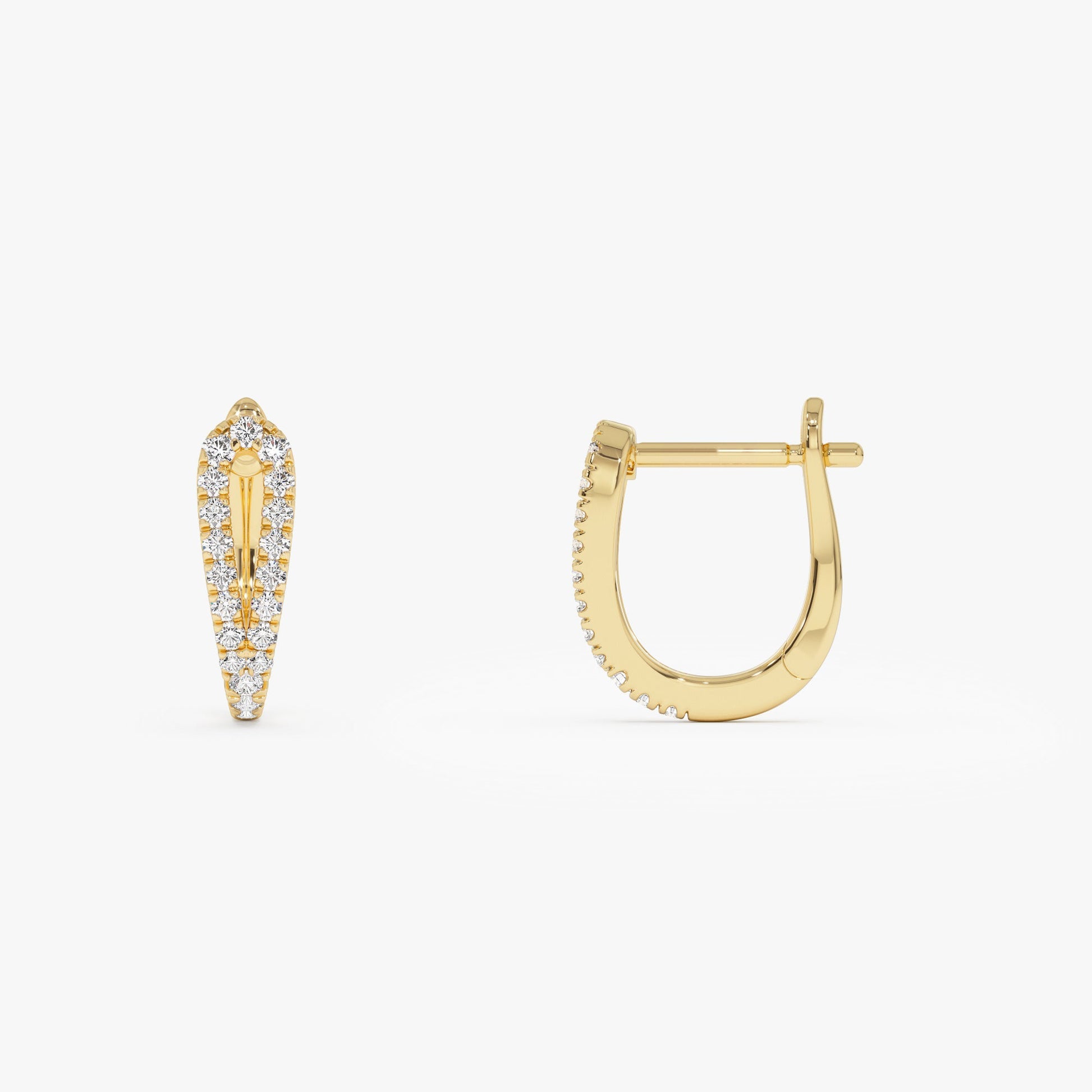 14k Double Mini Diamond Hoop Earrings - Geum Jewels