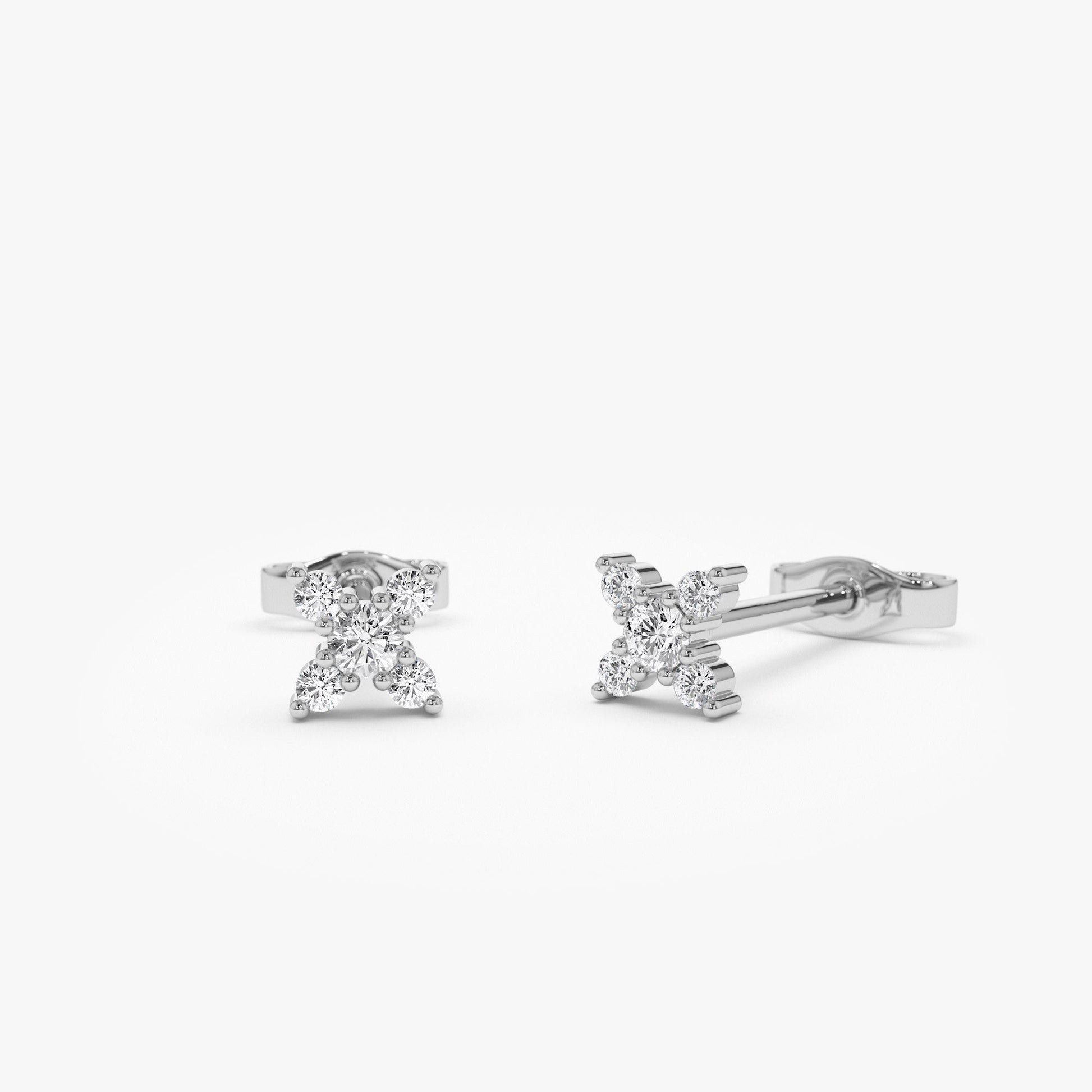 14K Gold Criss Cross X Diamond Earring Studs - Geum Jewels