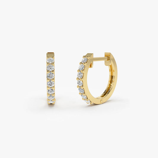 14K Gold Diamond Hoop Earrings - Geum Jewels