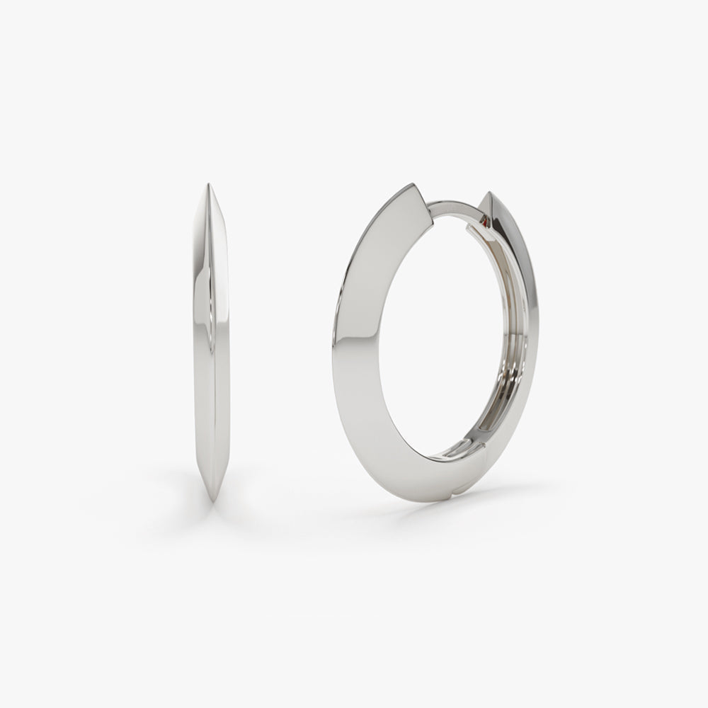 14k Gold Flat Hoop Earrings - Geum Jewels
