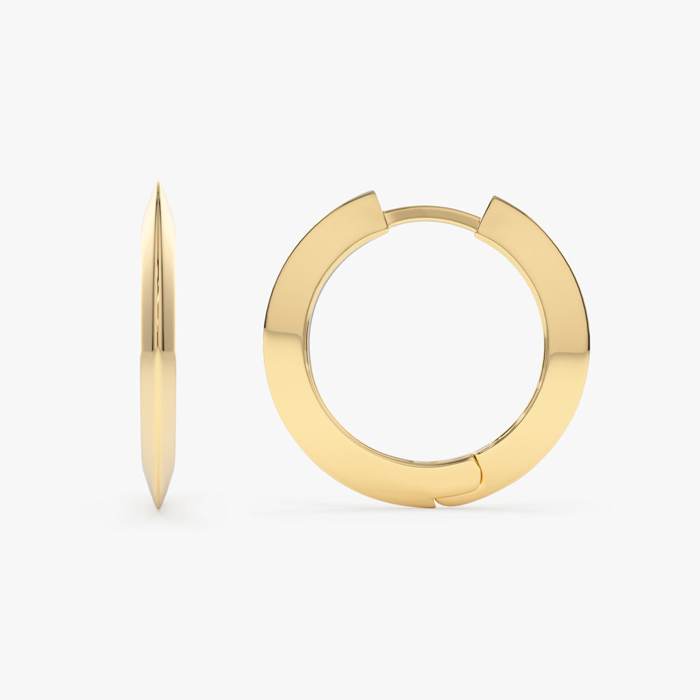 14k Gold Flat Hoop Earrings - Geum Jewels