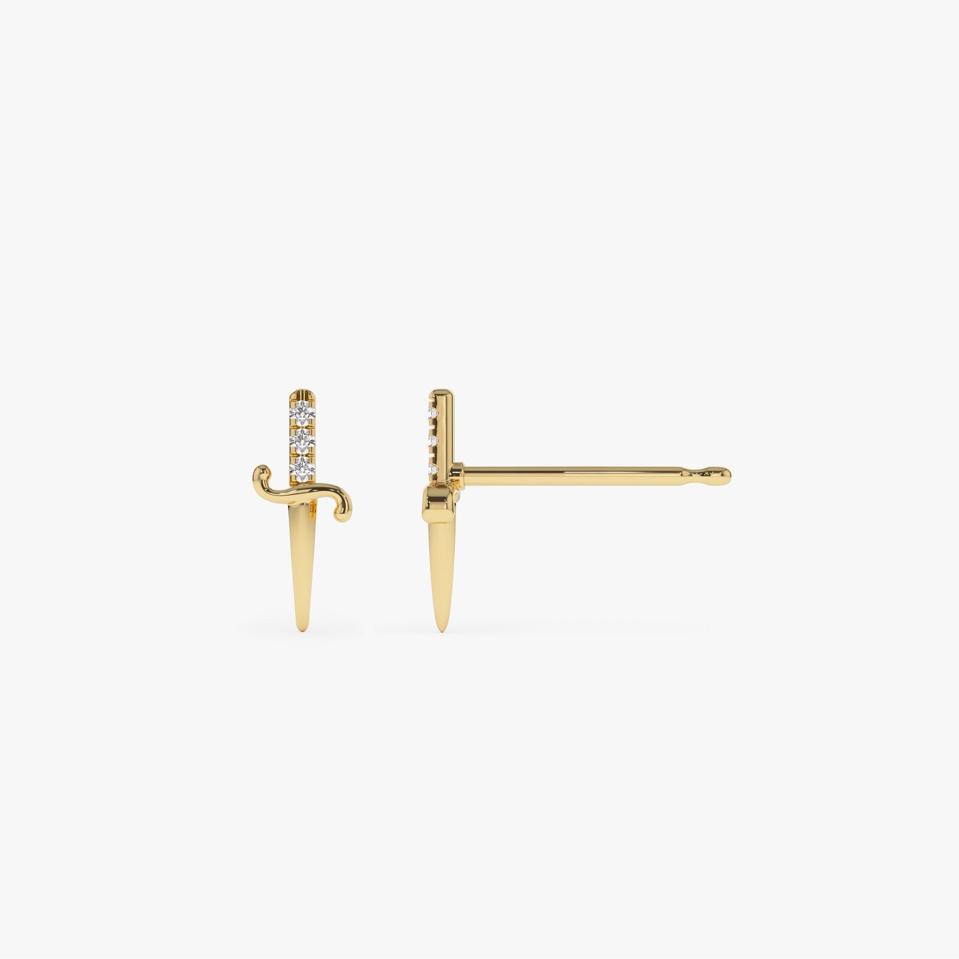 14k Gold Mini Sword Diamond Earrings - Geum Jewels