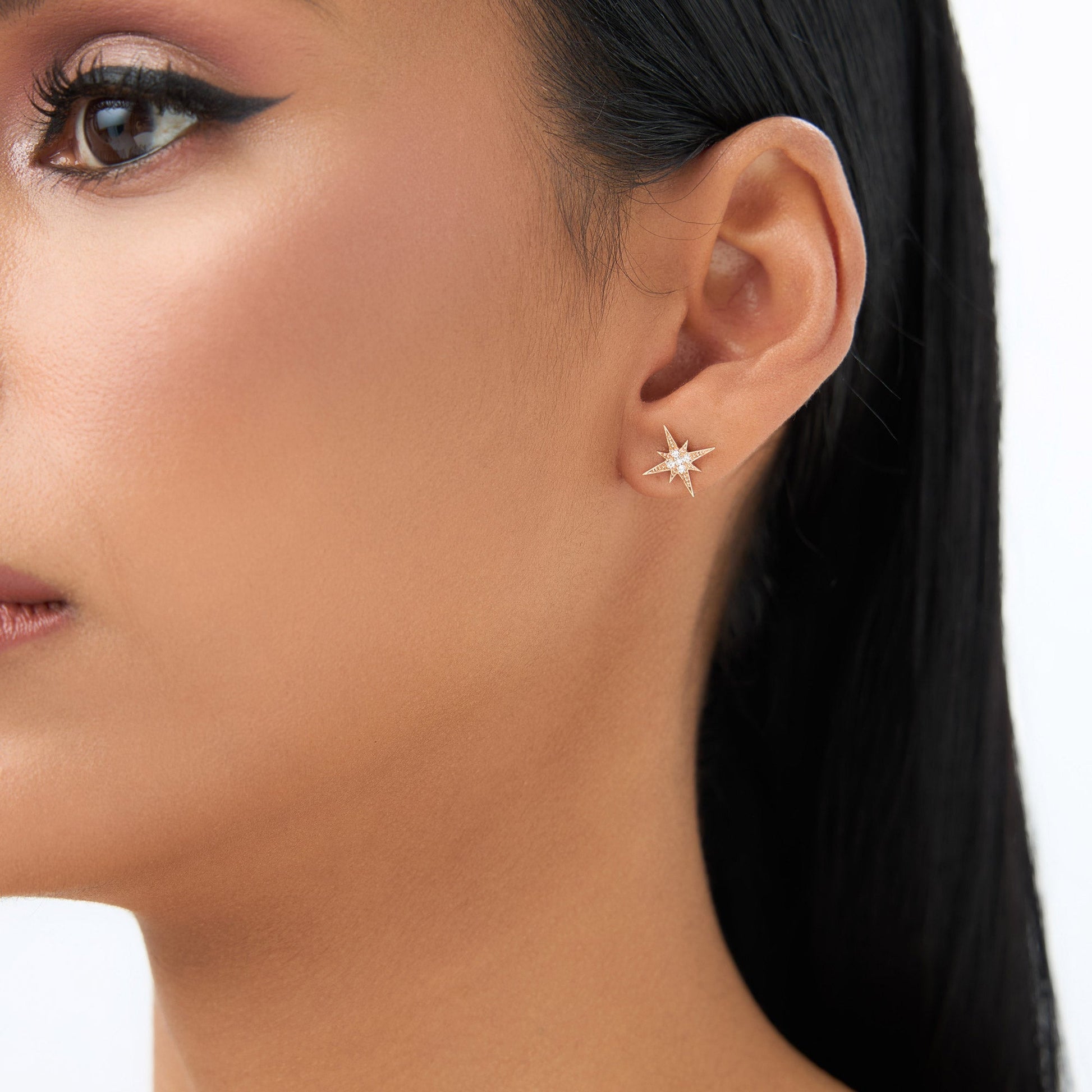 14K Gold Starburst Diamond Earrings - Geum Jewels
