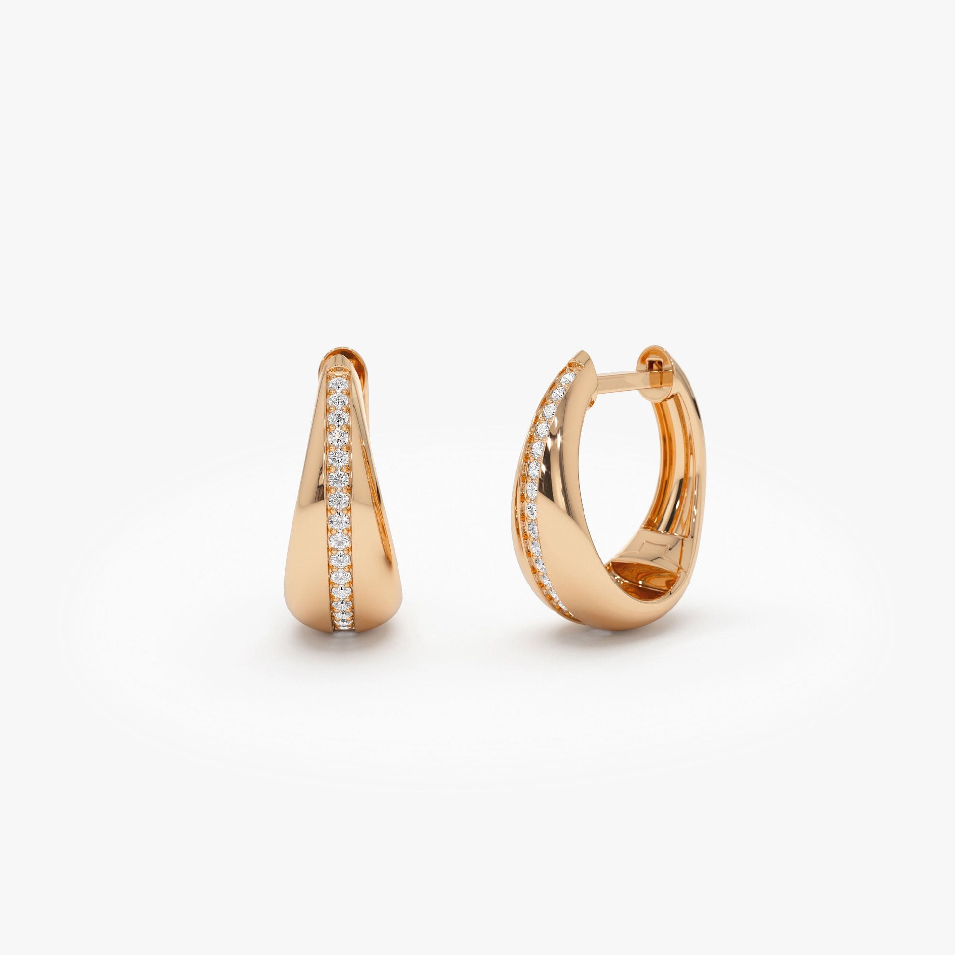 14k Gold Teardrop Diamond Hoop Earrings - Geum Jewels
