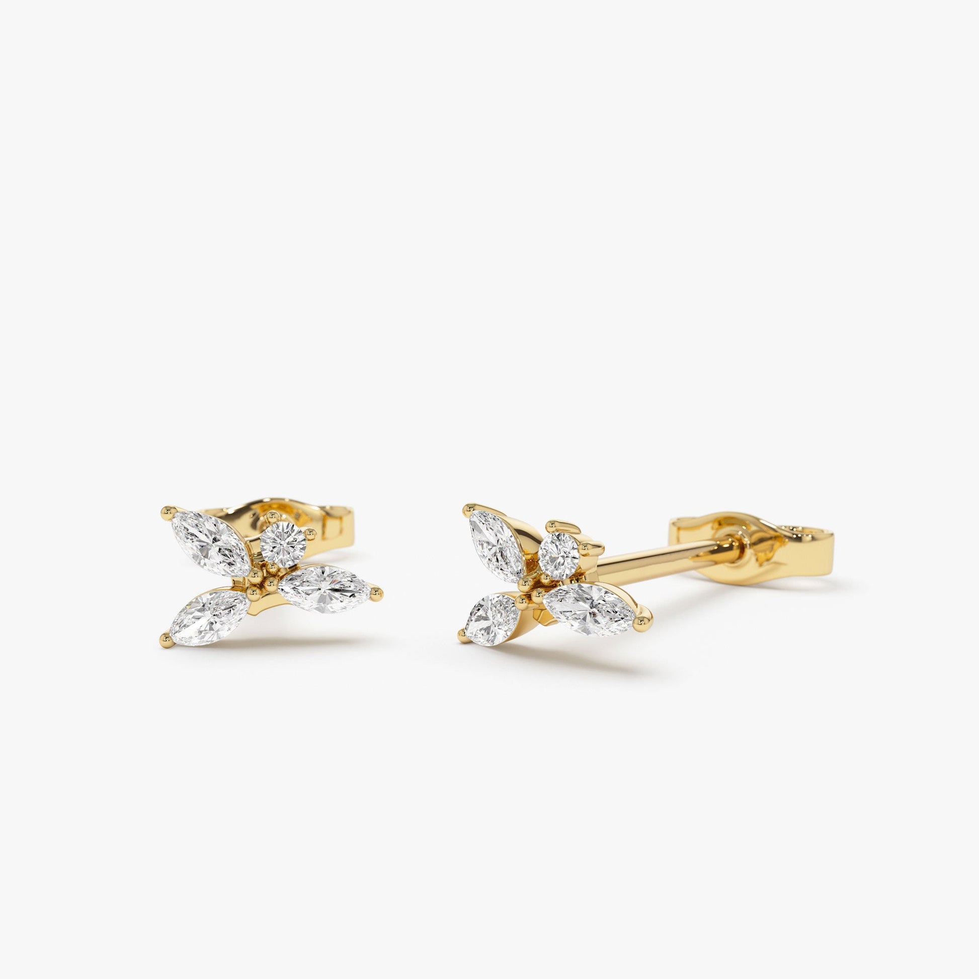 14K Marquise Diamond Cluster Studs - Geum Jewels