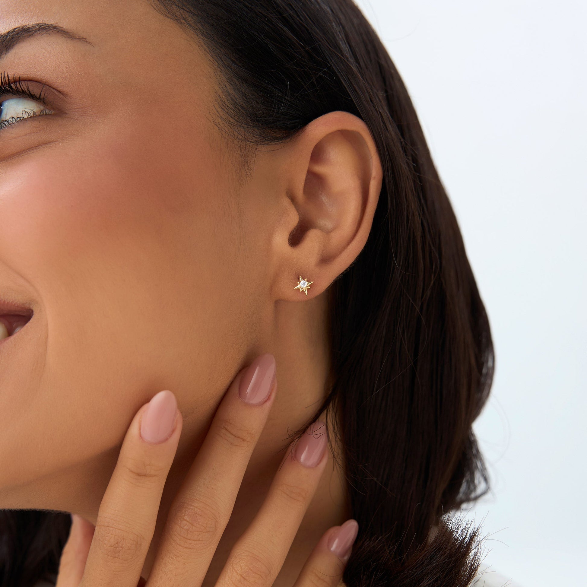 14k Northstar Diamond Studs - Geum Jewels