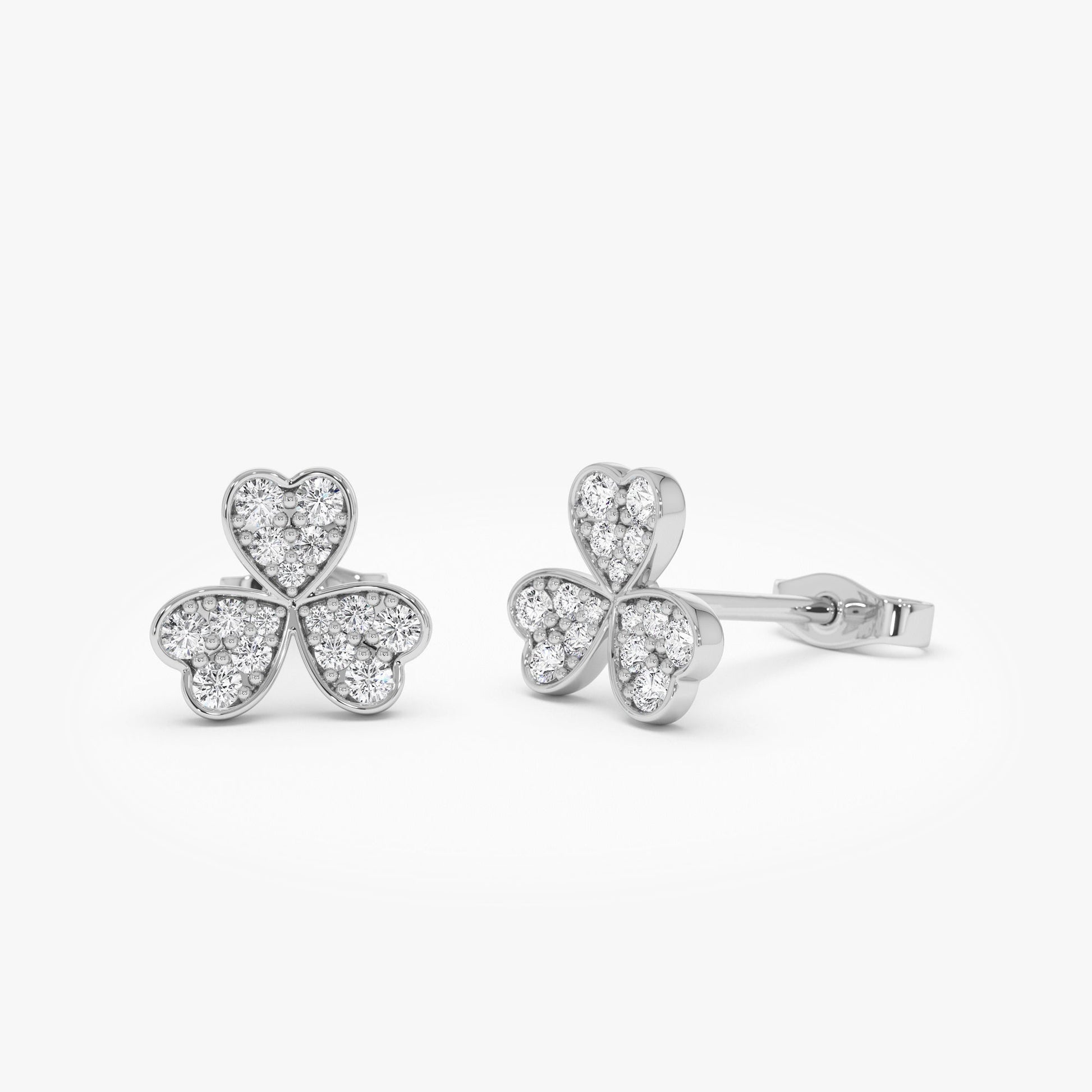 14K Pave Clover Diamond Earrings - Geum Jewels