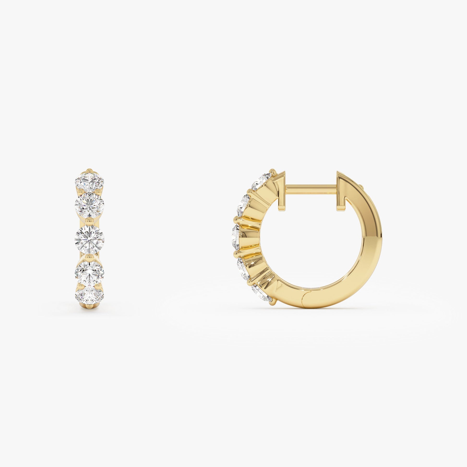 14k Shared Prong Diamond Hoops - Geum Jewels