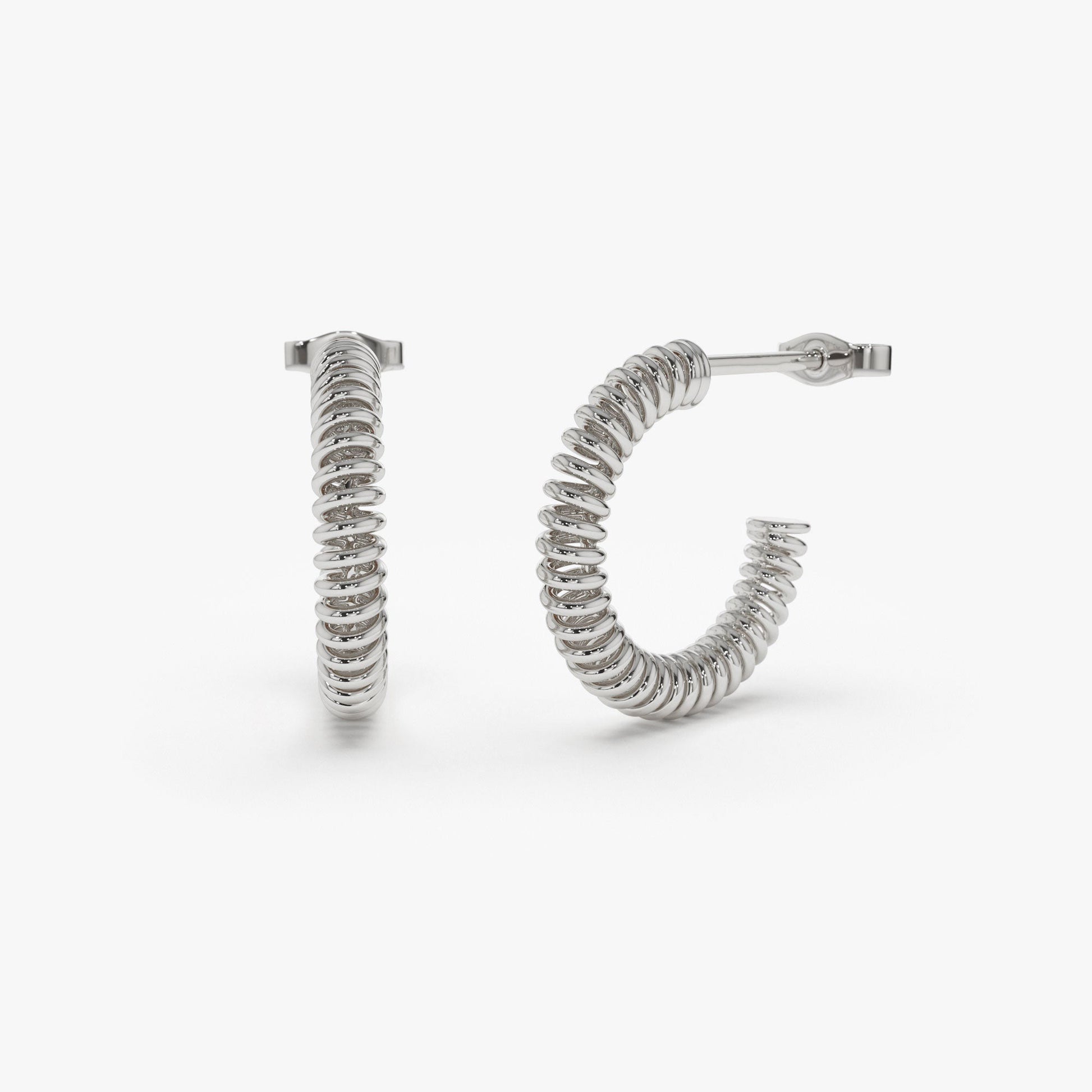 14k Unique Spiral C-Hoop Earring - Geum Jewels