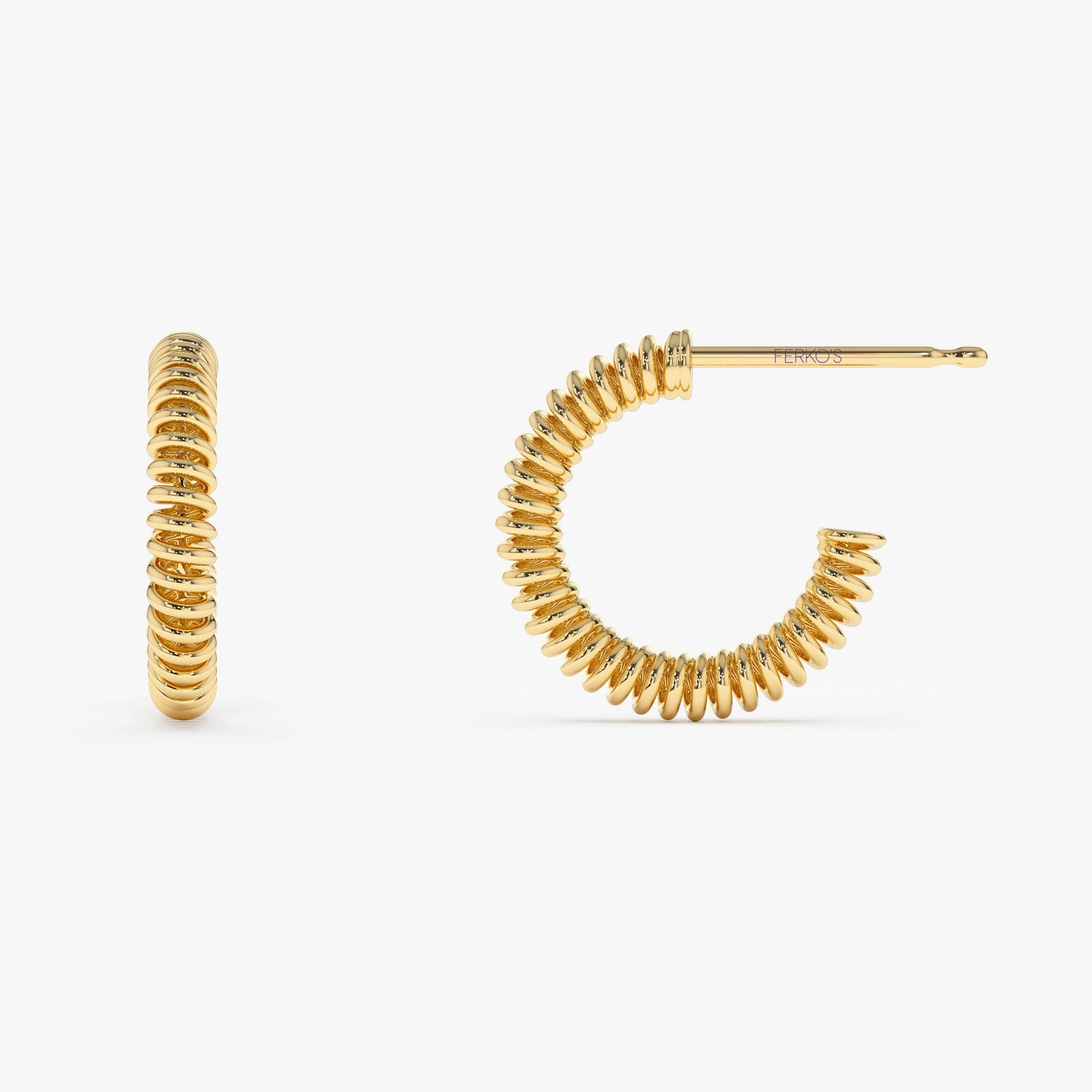 14k Unique Spiral C-Hoop Earring - Geum Jewels