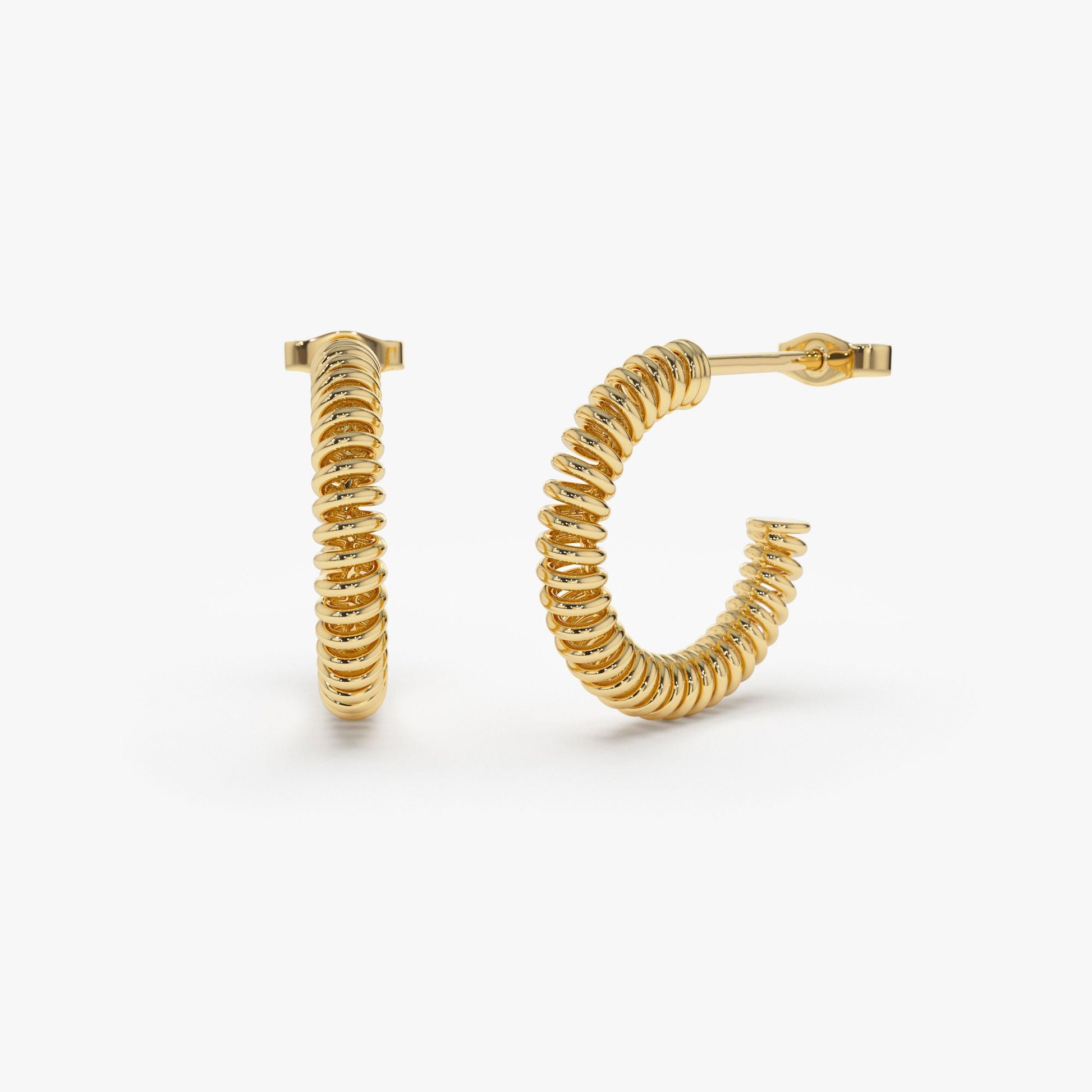 14k Unique Spiral C-Hoop Earring - Geum Jewels