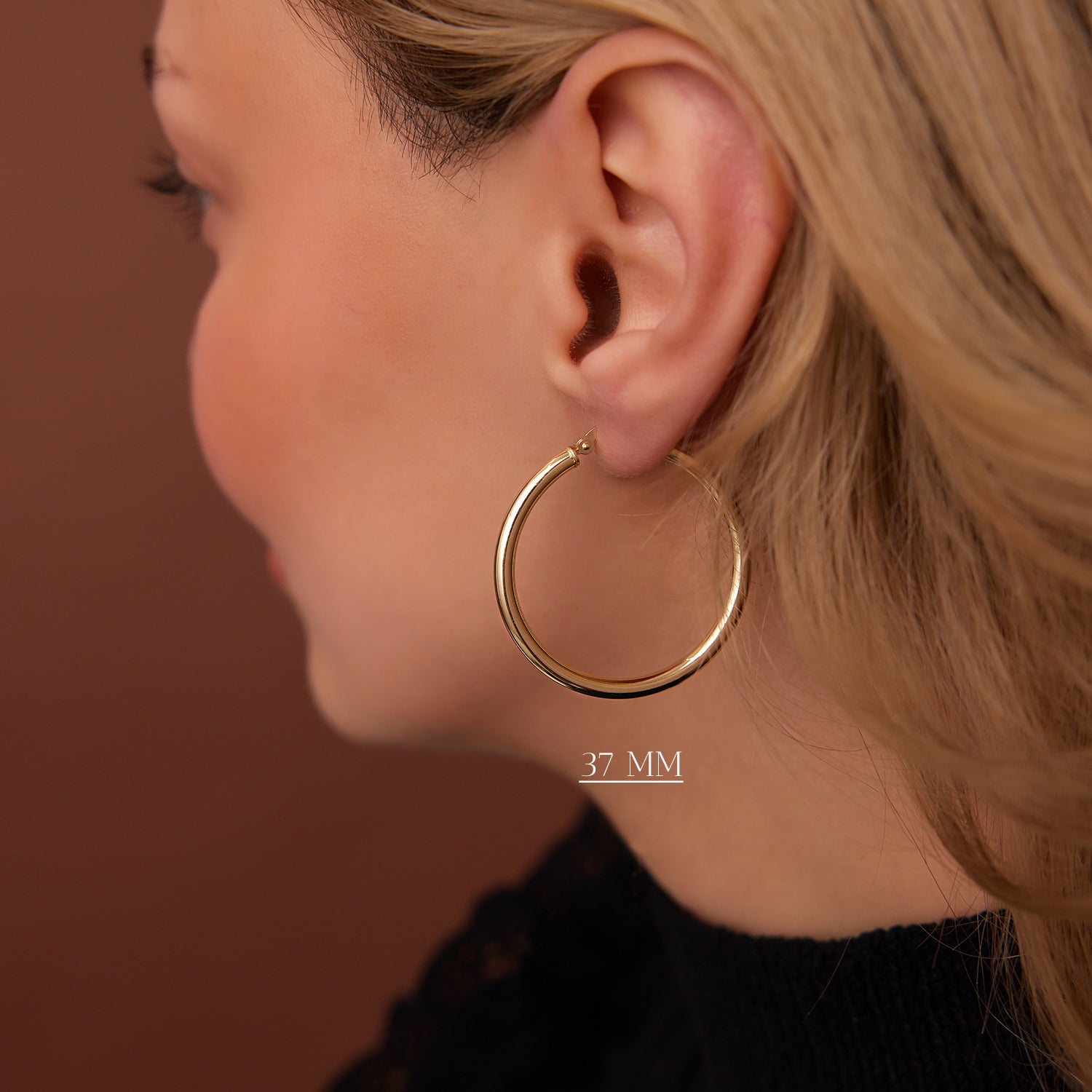 14k Gold Hoops 26.5 - 31.5 - 37MM - Geum Jewels