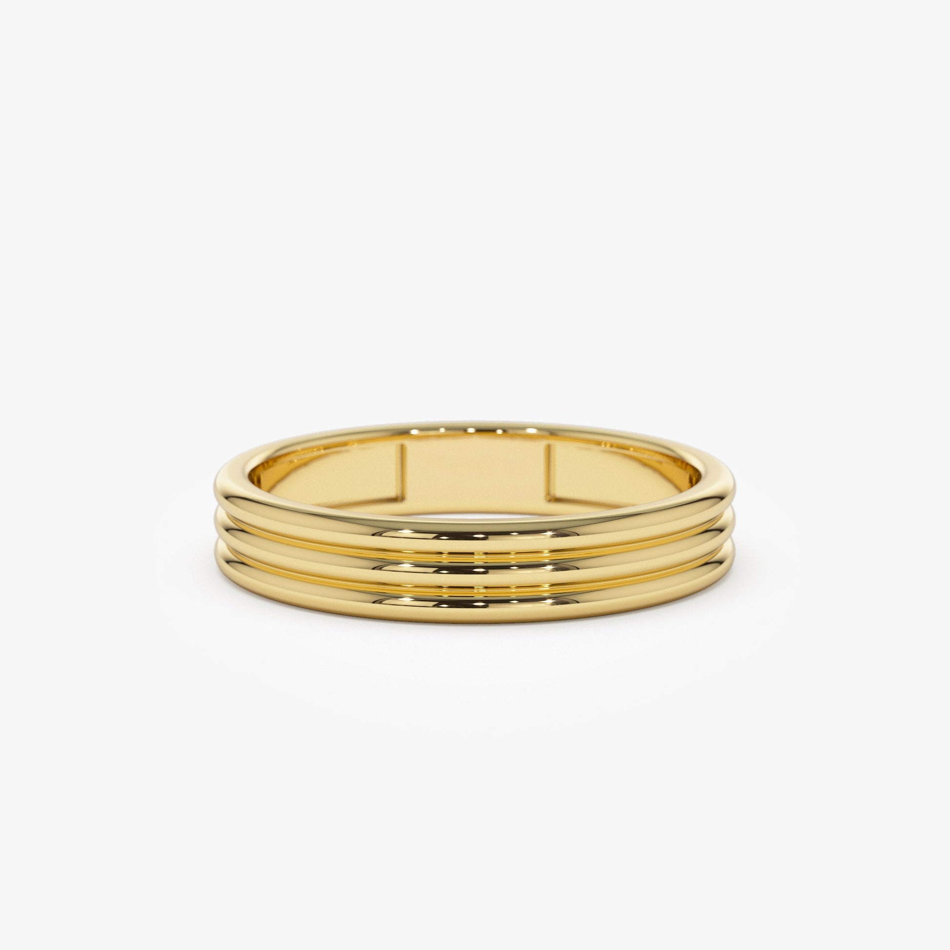 14k 3.5MM Multi Lined Gold Wedding Ring - Geum Jewels