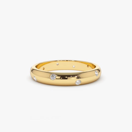 14k 3MM Dome Burnish Setting Women's Wedding Ring - Geum Jewels