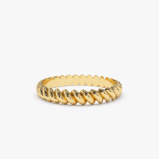 14K 3MM Twisted Rope Ring - Geum Jewels