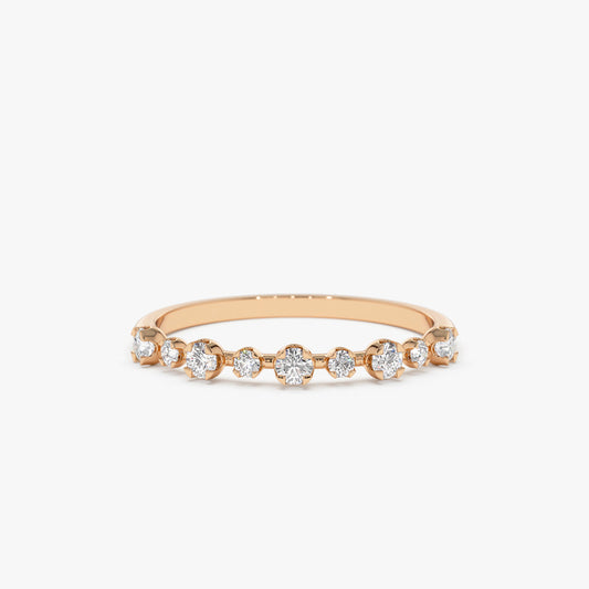 14k 4 Prong Petite Natural Diamond Ring - Geum Jewels