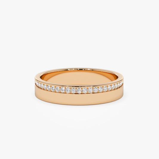 14K 4MM Half Eternity Diamond Wedding Band - Geum Jewels