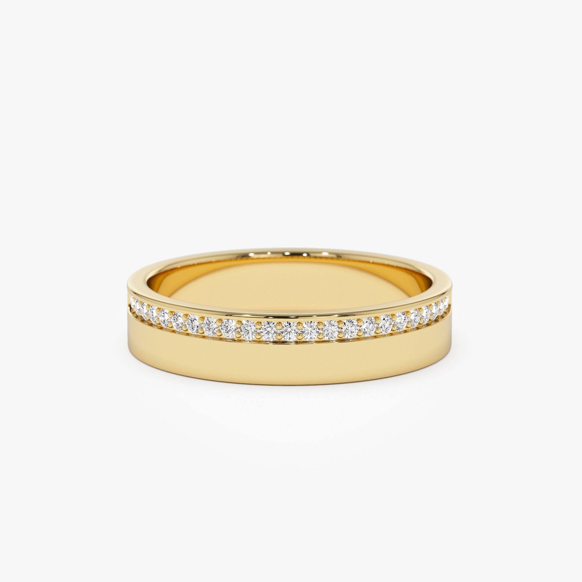 14K 4MM Half Eternity Diamond Wedding Band - Geum Jewels
