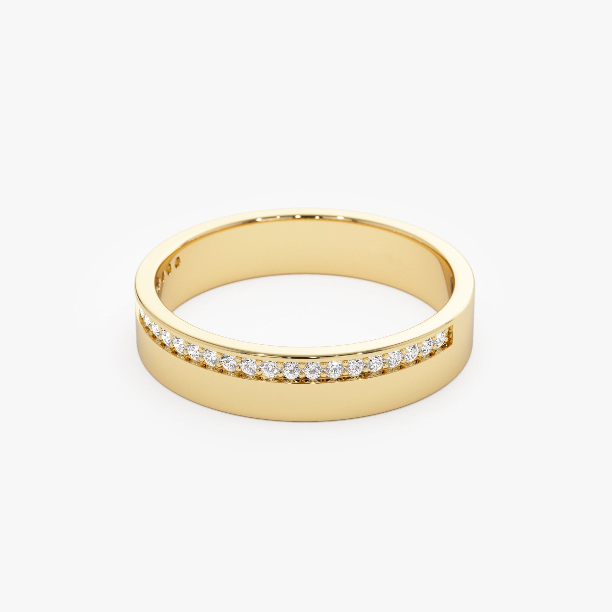 14K 4MM Half Eternity Diamond Wedding Band - Geum Jewels